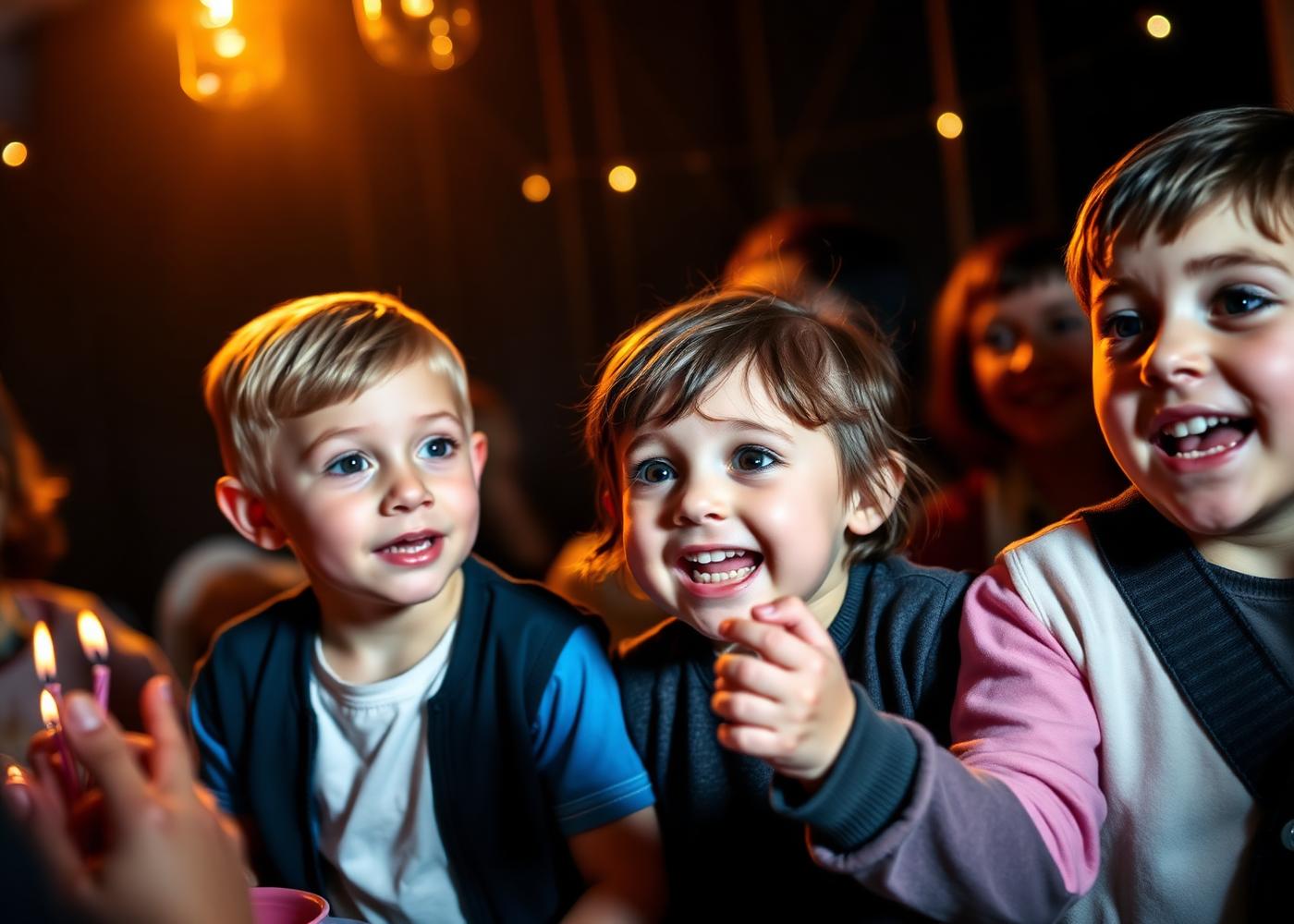 Children reacting with delight at a magic birthday party in Singapore